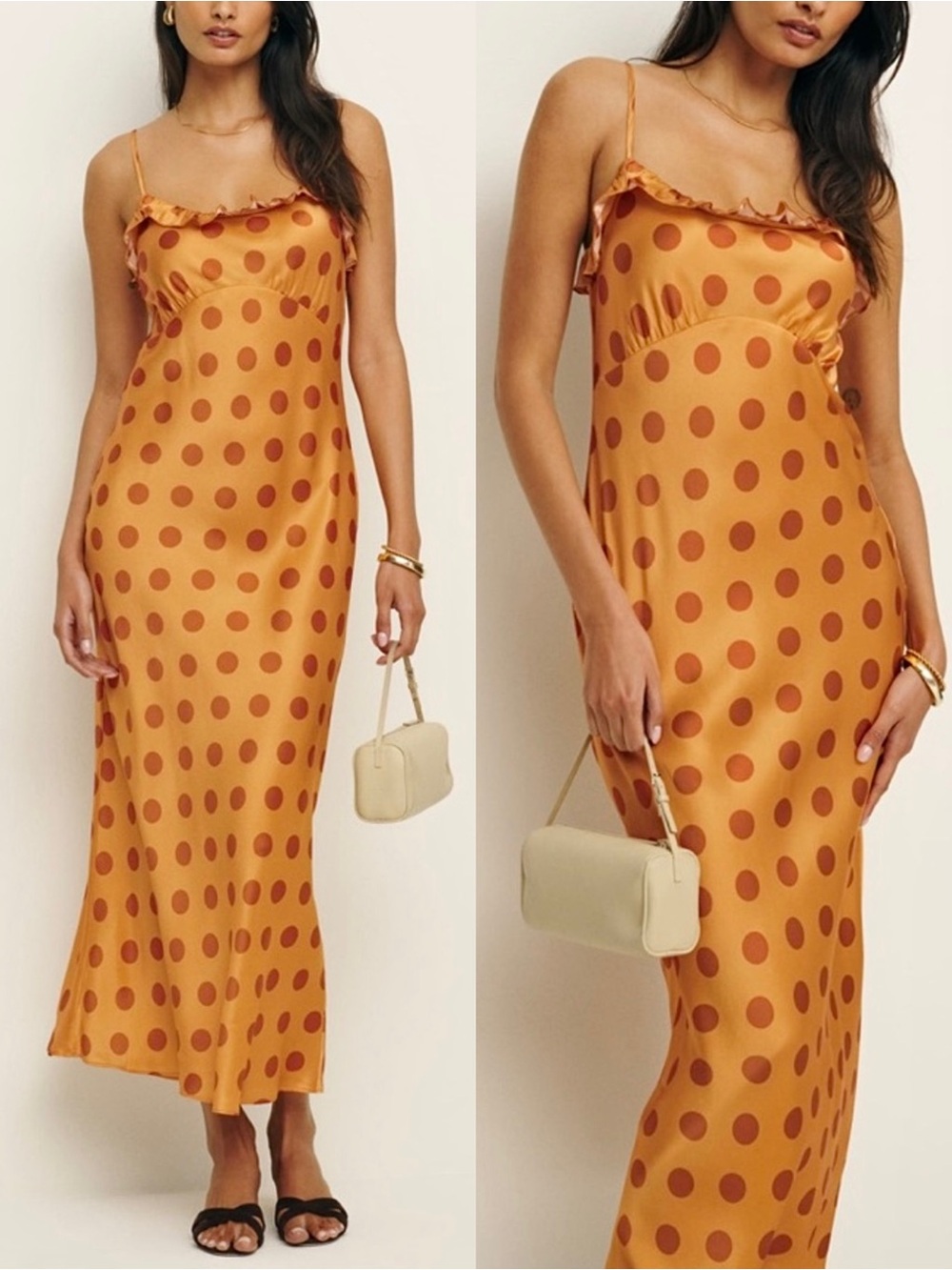 REFORMATION Aribella Silk Polka Dot Y2K Princesscore Wedding Guest Slip Dress M